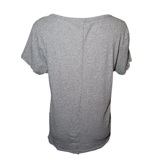 We The Free Gray Scoop Neck Embroidered Short Sleeve‎ Tee Relaxed Fit XS - Picture 4 of 10
